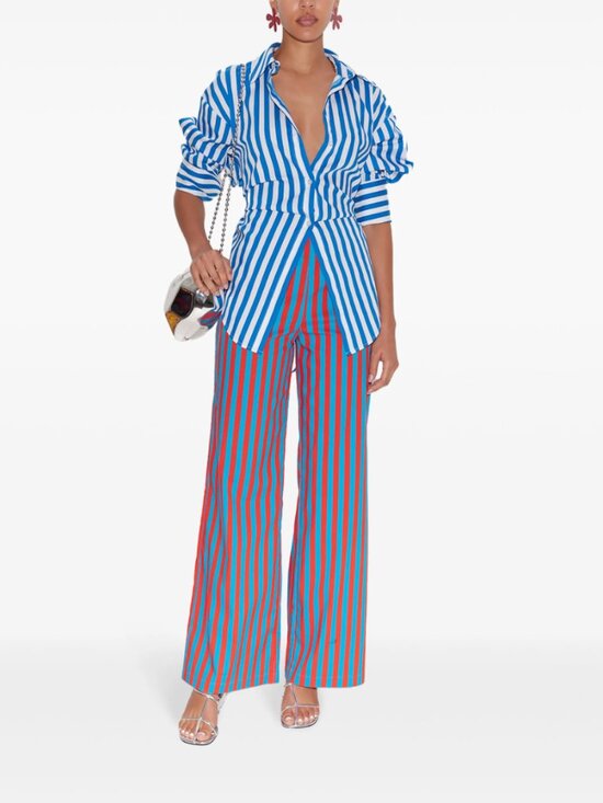Simon Miller Pants - Simon Miller Pia Stripe Poplin Pant - Blue and Paprika